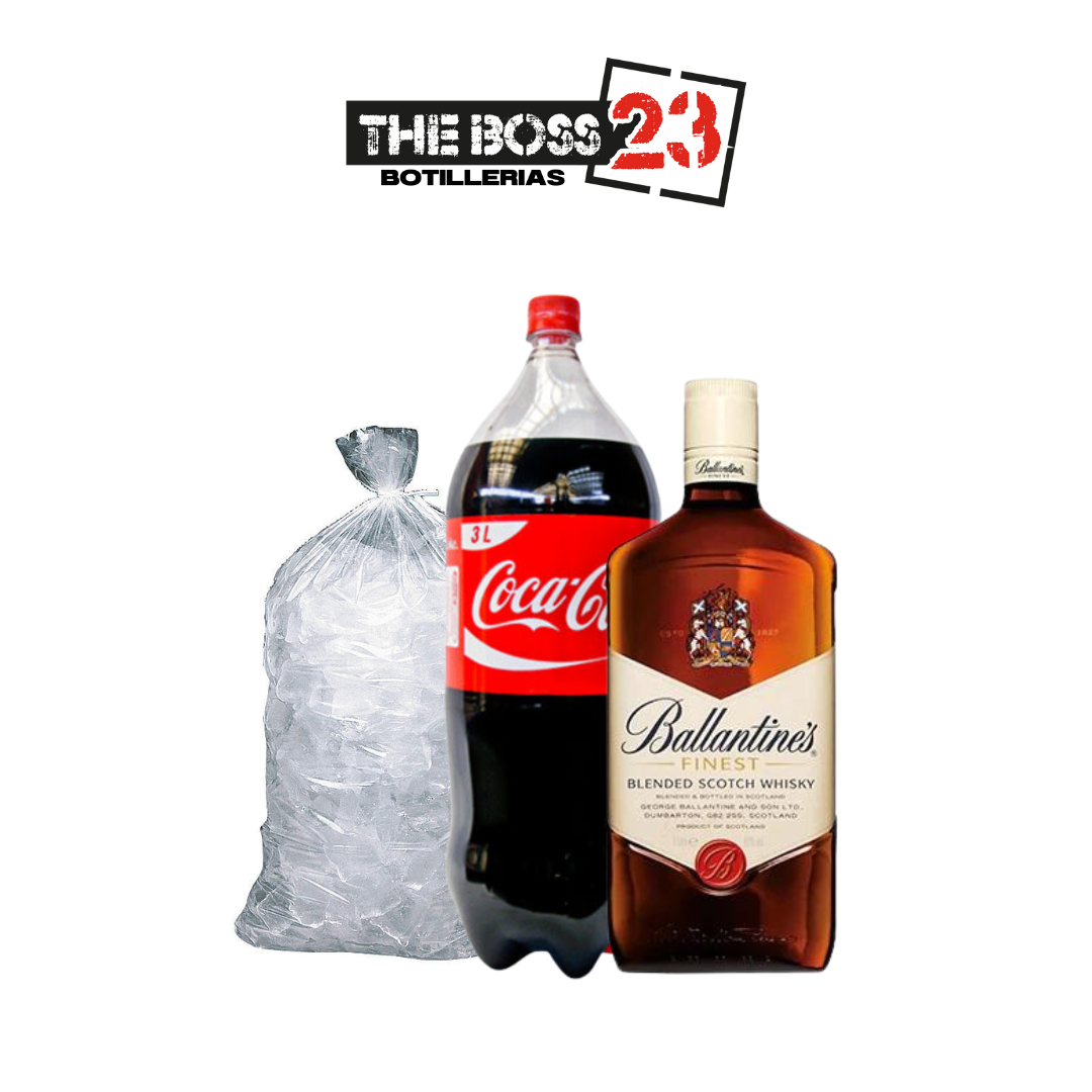 Promo Whisky Ballantines + Bebida 3L + Hielo