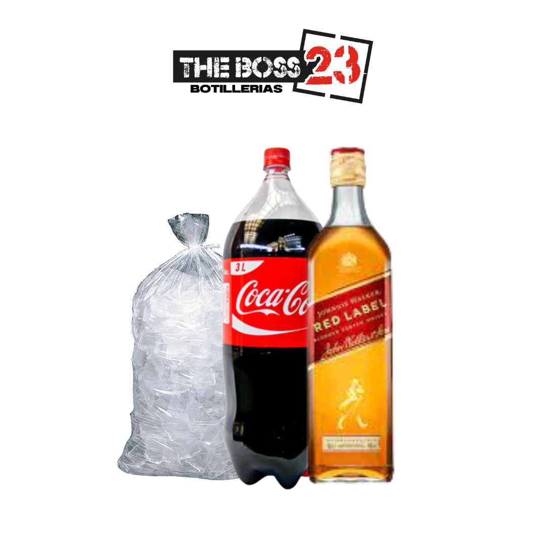 Promo Whisky Red Label 750ml + Bebida 3L + Hielo